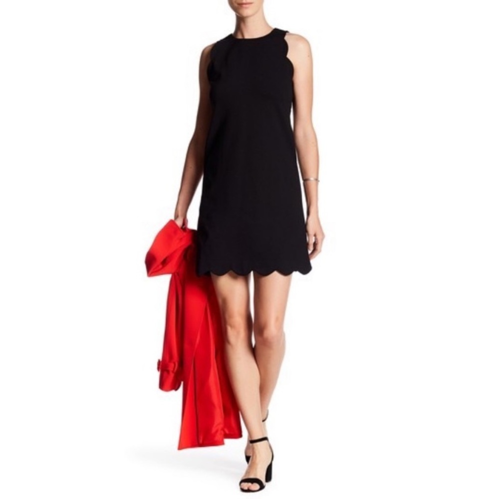 Vince Camuto black scallop detail mini dress